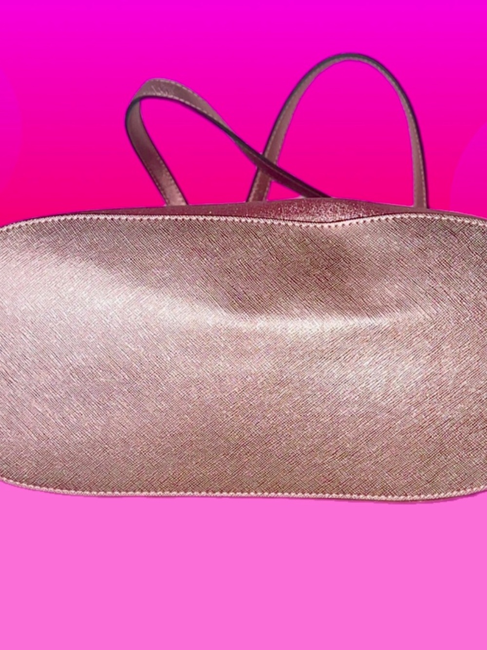 Kate Spade Large Pink Glitter Glimmer Tote w. Purple Butterfly - Picture 3 of 4